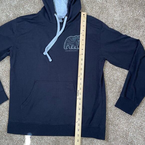 SnowBound brand pull over hoodie black bear logo drawstring hood SZ M - Picture 6 of 9
